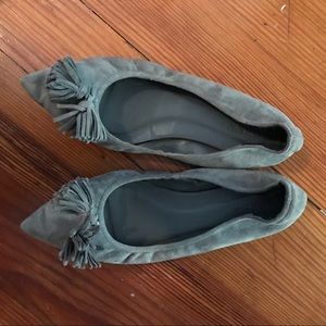 J. Crew Suede Gray Tassle Flats 6.5